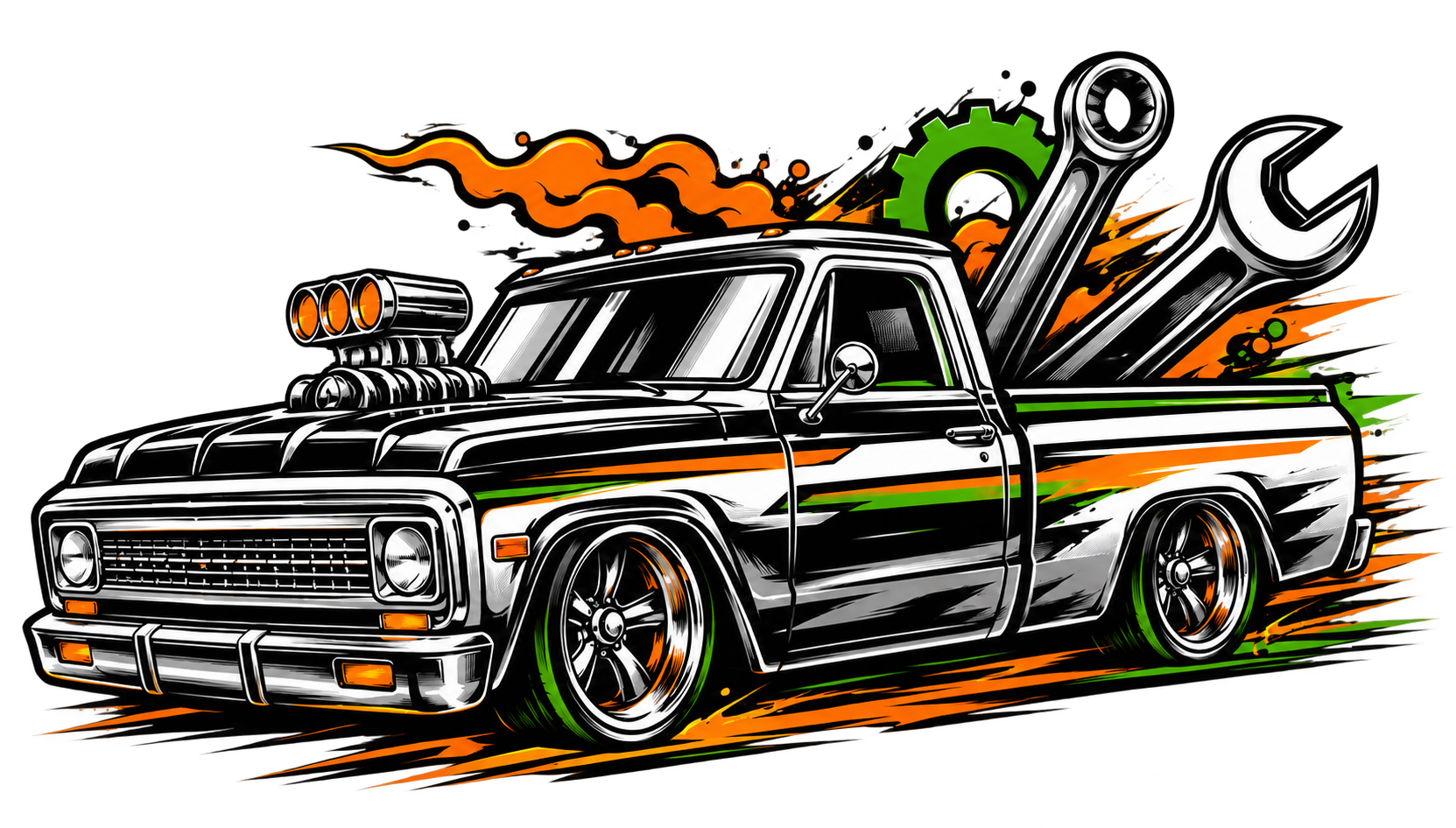 Custom Keys Grease mobile service truck illustration